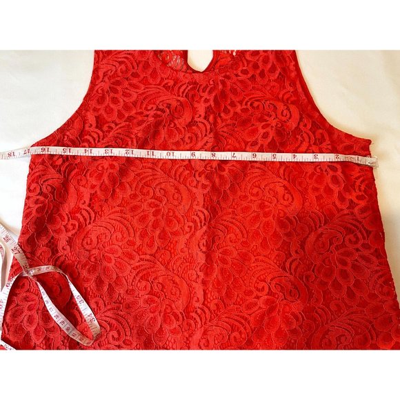 Maurice's Women Front Lace Shift Dress Sleeveless Back Keyhole Red Size Medium - Picture 6 of 9